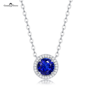 Round Sapphire Halo Pendant