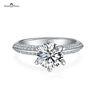 Fancy pave solitaire Moissanite Ring