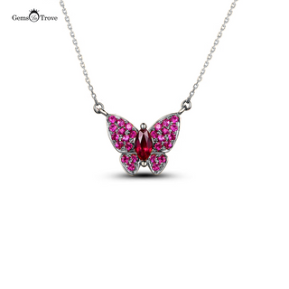 Ruby Pendant Butterfly Necklace