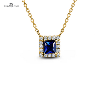 Deep Blue Sapphire Halo Pendant