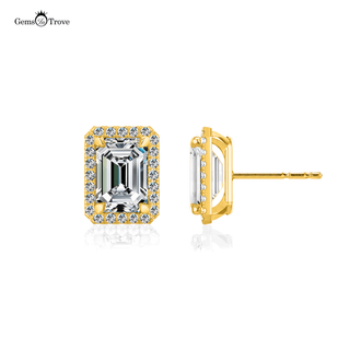 Lover’s Radiance Emerald halo Stud