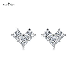 Moissanite heart Princess cut Earrings