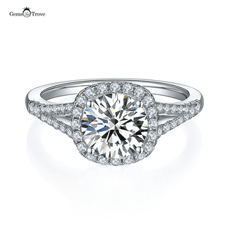 Cushion Herringbone Halo Moissanite Ring