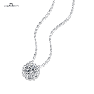 Moissanite Round Halo Pendant Necklace