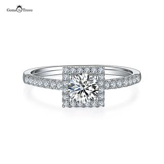 Square Halo Moissanite Diamond ring