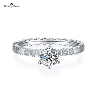 Honeycomb Pave Round Moissanite Ring