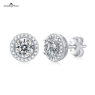 Moissanite Halo Earrings
