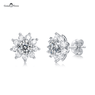 Moissanite Flower Earrings Studs