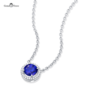Round Sapphire Halo Pendant