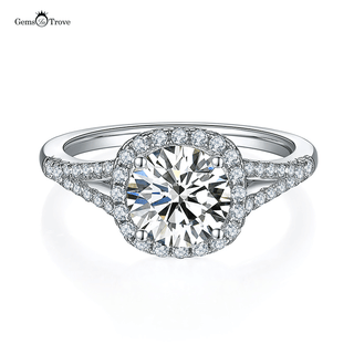 Herringbone Cushion Halo Moissanite Ring