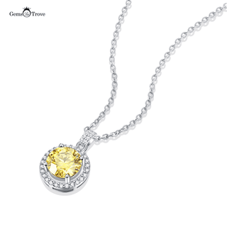Yellow Moissanite Diamond Halo Pendant