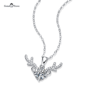 Deer Antler Moissanite Diamond Pendant