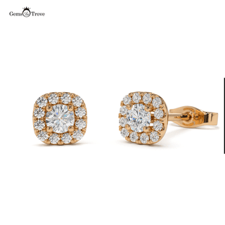 Elegant Diamond Halo Stud Earrings