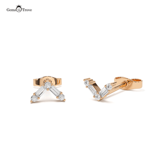 Diamond Encrusted Gold Stud Earrings