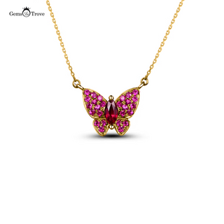 Ruby Pendant Butterfly Necklace