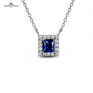 Deep Blue Sapphire Halo Pendant
