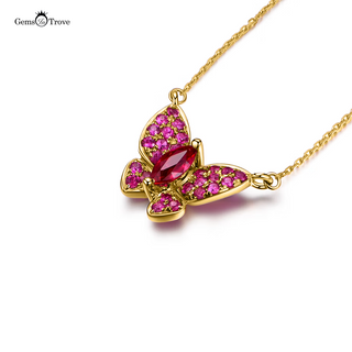 Ruby Pendant Butterfly Necklace