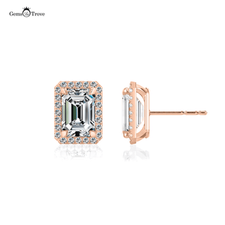 Lover’s Radiance Emerald halo Stud