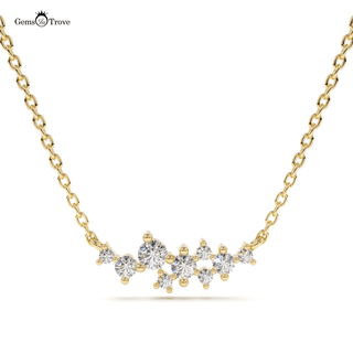 Diamond Cluster Gold Necklace