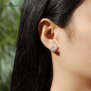 Moissanite heart Princess cut Earrings