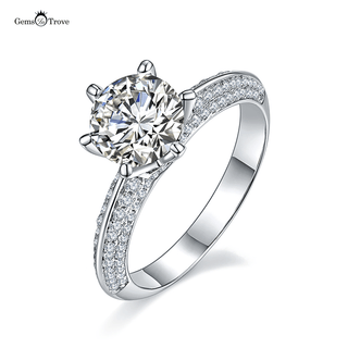 Fancy pave solitaire Moissanite Ring