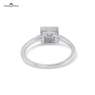 Square Halo Moissanite Diamond ring