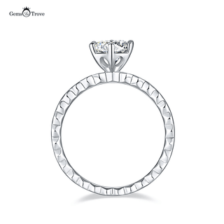 Honeycomb Pave Round Moissanite Ring