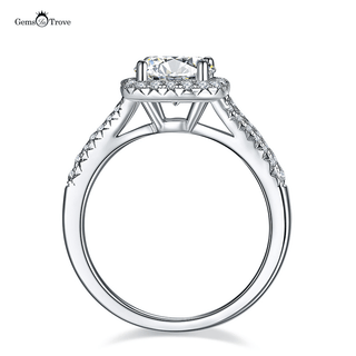 Herringbone Cushion Halo Moissanite Ring