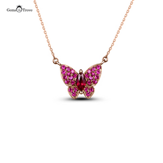 Ruby Pendant Butterfly Necklace