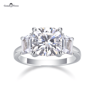 Cushion Moissanite 3 stone Ring