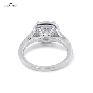 Herringbone Cushion Halo Moissanite Ring