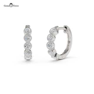 Linear Diamond Set Hoop Earrings