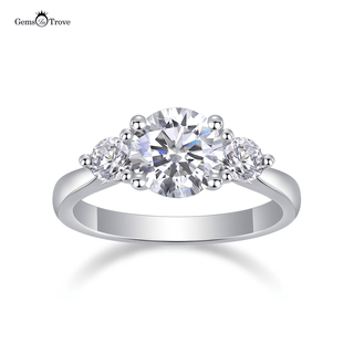 Unique Triple Stone Moissanite Ring