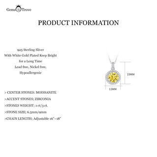 Yellow Moissanite Diamond Halo Pendant