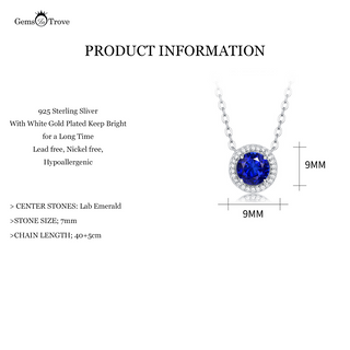 Round Sapphire Halo Pendant