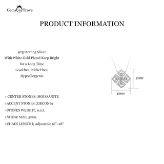 Moissanite Diamond 4 leafs Necklace Pendant