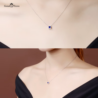 Deep Blue Sapphire Halo Pendant