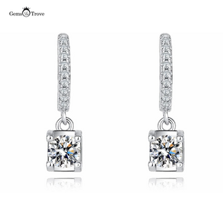 Round Moissanite Drop Pave Earrings