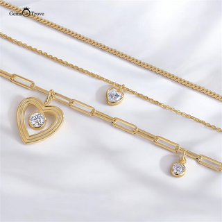 Moissanite Chain Charm Stacking Necklace