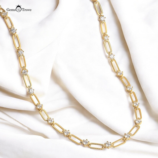 Classic Gold Link Moissanite Necklace