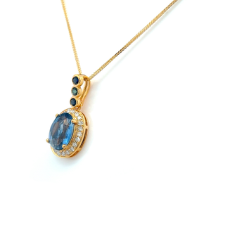 Vintage Oval Sapphire Diamond Pendant