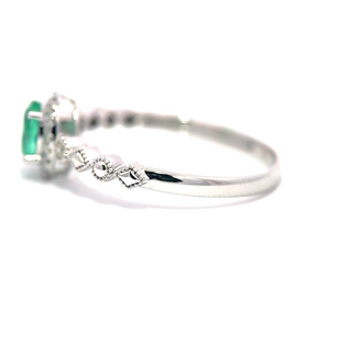 Emerald Diamond Halo Ring