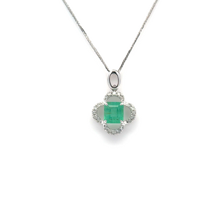 Emerald Charm Petite Diamond Pendant