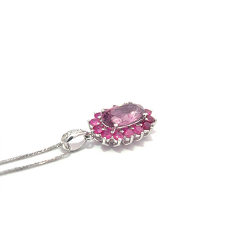 Pink Spinel oval Halo Pendant