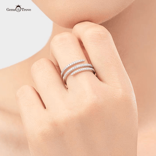 Spiral Diamond Cluster Ring