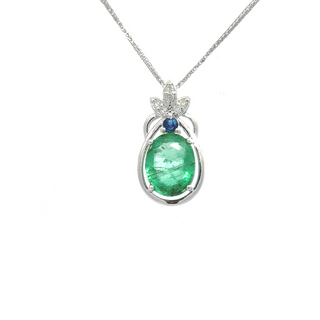 Emerald Sapphire Twist Pendant