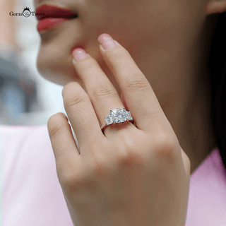Cushion Moissanite 3 stone Ring