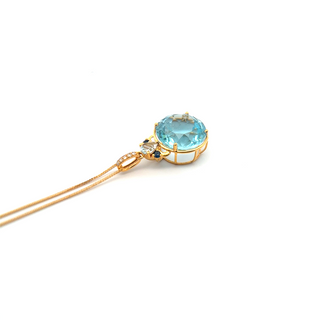 Blue Topaz Floral Halo Pendant