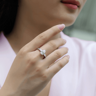 Elegant Pear Moissanite pave Ring