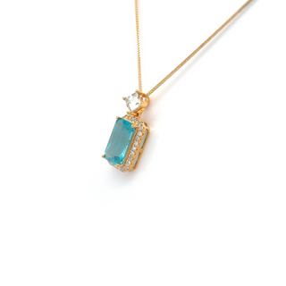 Apatite and Aquamarine Geometric Pendant